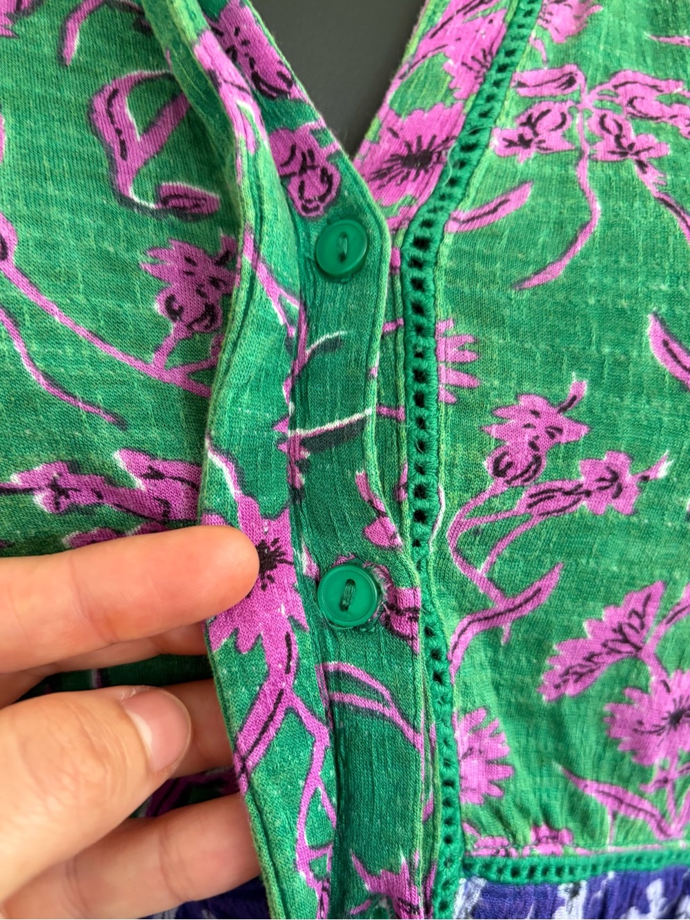 Anthropologie Akemi + Kin Veria Tunic in Green & Blue Floral Print, SZ S - Picture 6 of 10